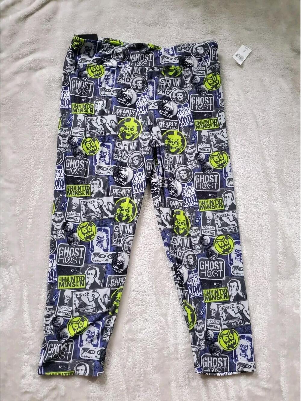 Disney Parks THE HAUNTED MANSION 3/4 Capri Leggings Adult Large Graphic